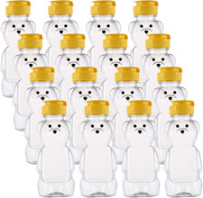 16 Pack 8 Fluid Oz Plastic Bear Honey Bottle Jars, Honey Squeeze Bottle Empty wi