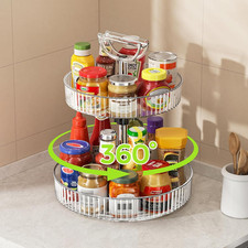Premium 2-Tier Adjustable Lazy Susan Turntable Organizer 12 Inch Rotating Spice