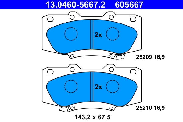 Plaquettes de frein ATE 13.0460-5667.2 pour système de frein à disque OE 04465-0K2