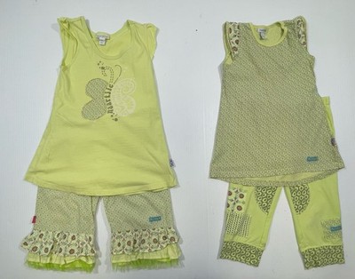 Naartjie Girls Yellow Cotton Short Sleeve Tees Cropped Pant Legging 4Pc Set 6