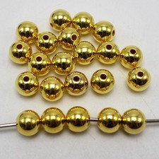 100 Golden Tone Metallic Acrylic Round Spacer Beads 10mm Smooth Ball Beads
