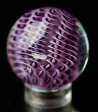 Bryan Trillas Glass Marble/ Filigrana Cane/UV Reactive/Purple  Black/ 1.1 inch