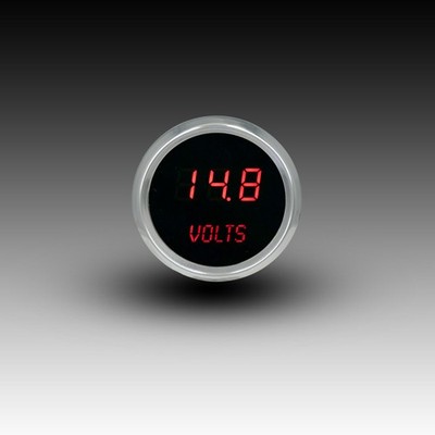 Intellitronix Red LED Voltmeter Gauge - Black Faceplate With Chrome Bezel