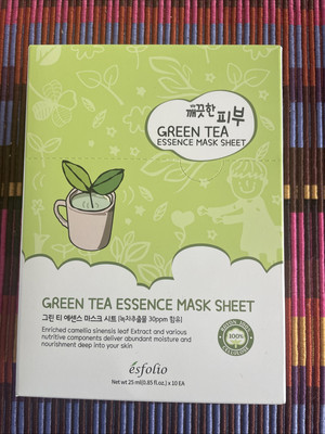 Esfolio Pure Skin Green Tea Essence Mask Sheet, Made in Korea-10 Masks