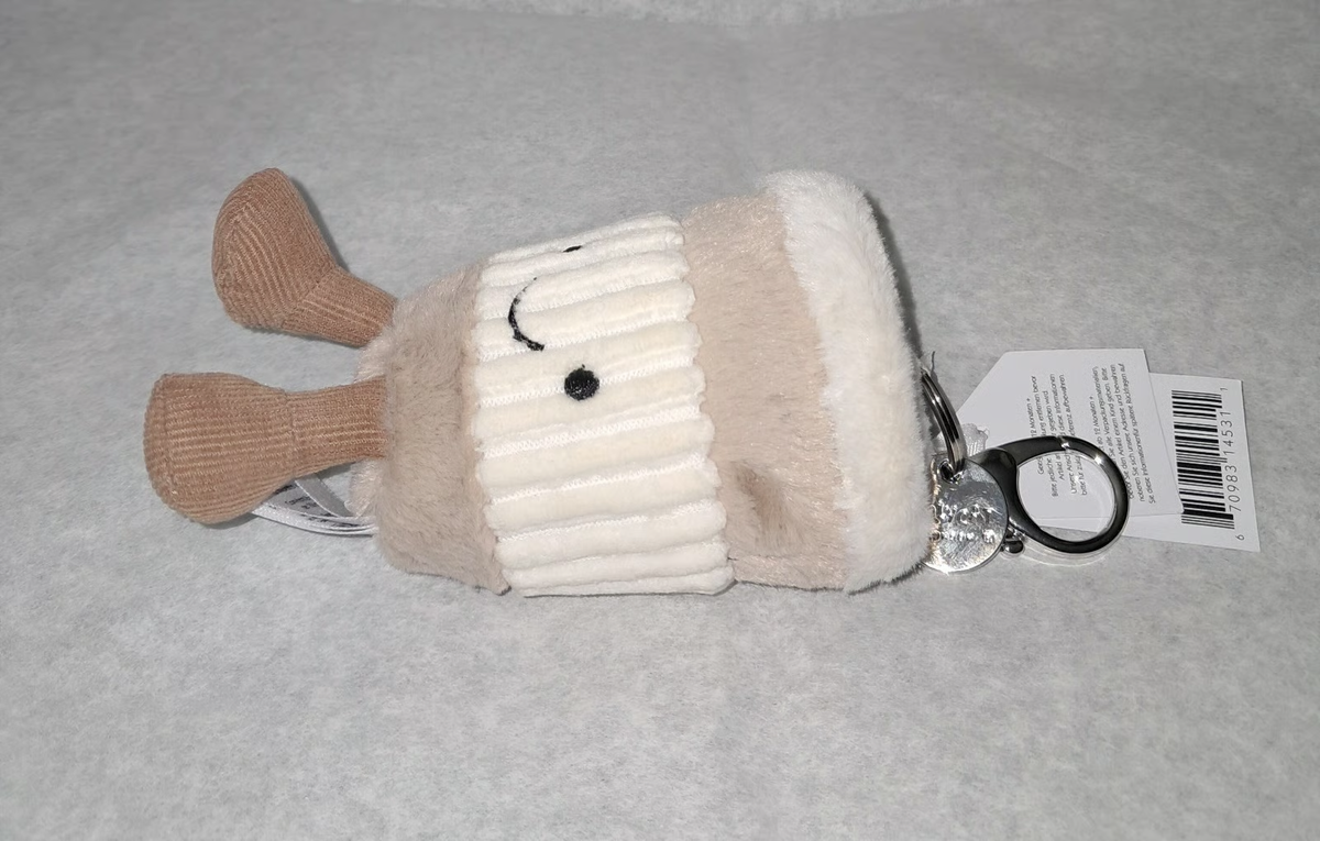 Jellycat Amuseables Coffee To Go Bag Charm Plush Keychain - NWT w