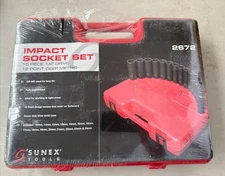 Sunex Tools 2672 .Impact Socket Set. 15 Pieces 1/2” Drive. 12  Point Deep Metric