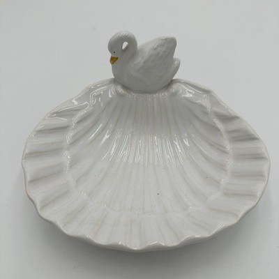 Frutuoso Swan Clam Shell Ticket Candy Soap Dish Large Made In Portugal Vtg M5