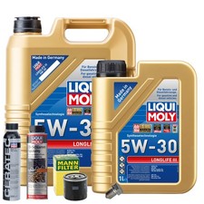 Motoröl 5W30 LIQUI MOLY 6L+MANN Ölfilter+Spülung+Cera Tec+Ölablassschraube