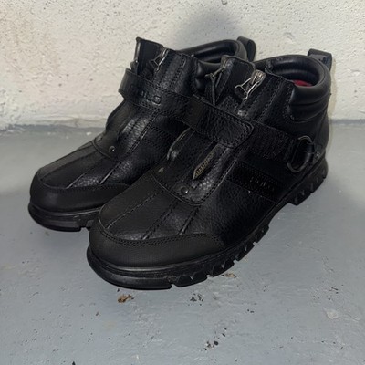 Ralph Lauren Polo Sport Men's 10D Conquest Hi II Black Leather Boots Motorcycle