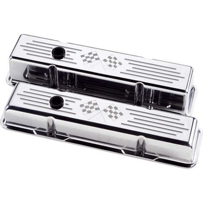 Billet Specialties 95127 Cross Flags Small Block Chevy Valve Covers