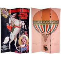 Handmade Canvas Double-sided 6-foot Circus Room Divider (china) on sale Handmade Canvas Double-sided 6-foot Circus Room Divider (china) on sale