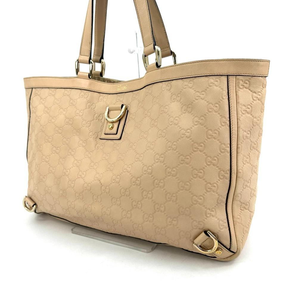 Auténtico Bolso de Mano GUCCI Ssima Abbey Cuero Beige Foto 2 de 4