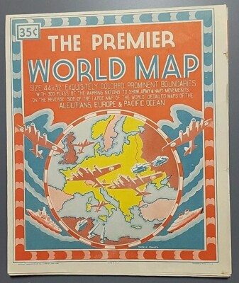 Rare Premier Map of The World Geographia  Map Alexander Gross F.R.G.S  c1940s