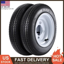 2 Pack Trailer Tires with Rims 4.80-8 4.80x8 480-8 6PR Load Range C, 4 Lug on 4"