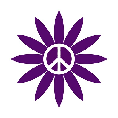 Peace Daisy Decal - Buy 1 Get 1 Free Flower Sticker - BOGO