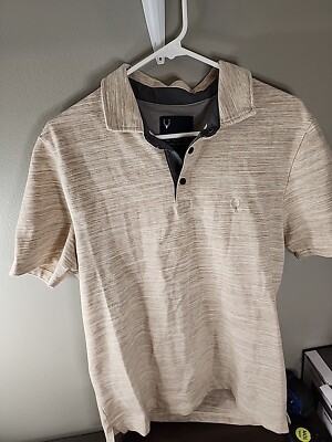 XPLR Jeremiah Polo Shirt Mens M Tan Heathered Cotton Polyester Casual