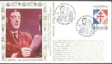 G242+ FDC ENVELOPPE 1er JOUR 50° ANNIVERSAIRE APPEL DU 18 JUIN GENERAL DE GAULLE