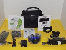 Vivitar DVR 783HD High Def Action Cam Waterpoof Case Blue with all Accessories  