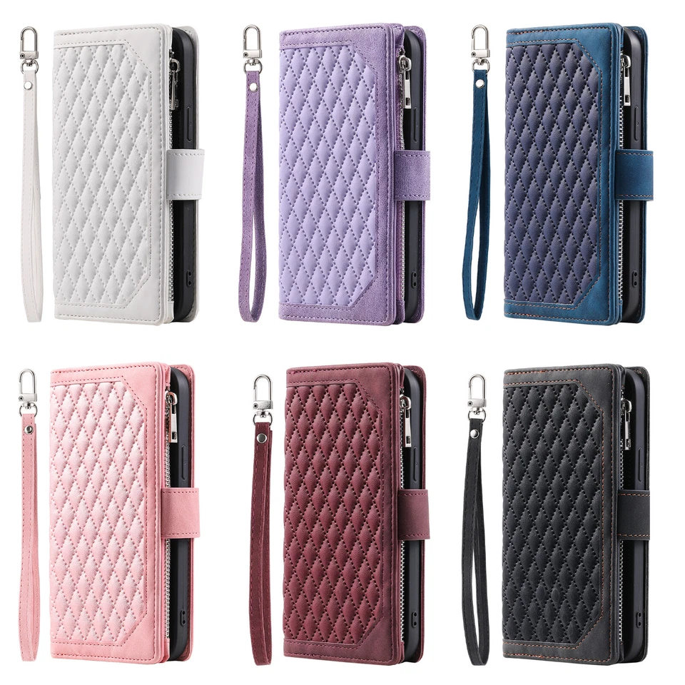 For iPhone 16 15 14 Pro Max 13 12 11 XR XS Leather Flip Case Zipper Wallet Cover - Image 2 of 4