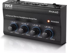 Pyle 4-Channel Portable Stereo Headphone Amplifier - Professional Multi-Channel