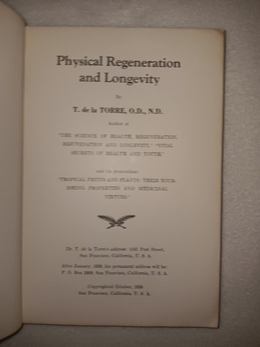 Psycho-Physical Regeneration Rejuvenation and Longevity by T de la Torre 1st ed - Picture 6 of 16