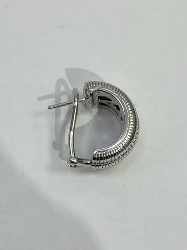 Judith Ripka Sterling Silver Rope Omega Back Pierced Hoop Earrings - Picture 6 of 8