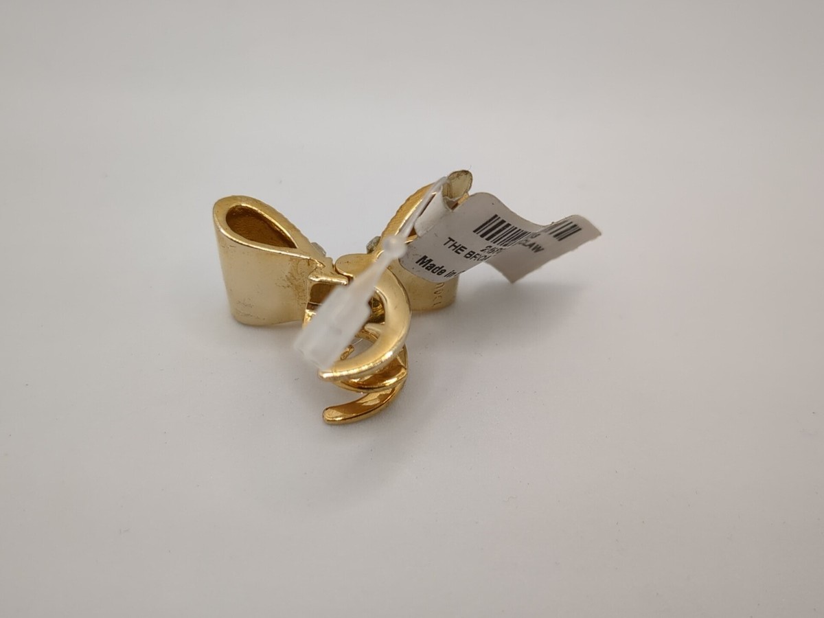 Henri Bendel Gold Tone Crystal Hinged Broadway Bow Claw Hair 