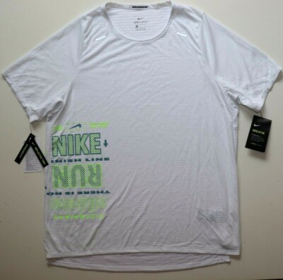 NIKE RISE 365 WILD RUN LOGO DRI FIT RUNNING TOP - WHITE CK0677-100 - HERREN L