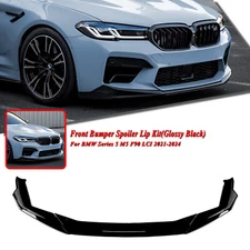 Front Bumper Spoiler Lip Body Kit For BMW Series 5 M5 F90 LCI 2021-2024 Black