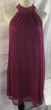 Nine West Women’s Metallic Shift High Neck Purple Dress Size Small NWT