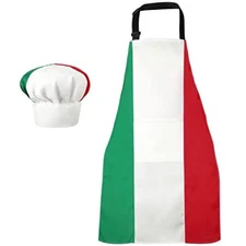  Chef Hat and Apron Italian flag Patriotic Fabric Adjustable Red,white, Green