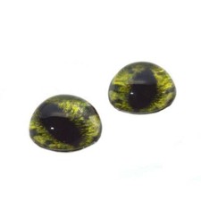 Pair High Dome Alligator Green Half Sphere Glass Eyes for Taxidermy Jewelry Art