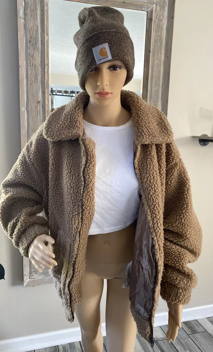 cotton on brown teddy coat size medium