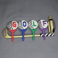 'GOLF' Multi-Colored Metallic Large Jacket Iron-On Spell Out Patch 8 1/4" x 3.5"