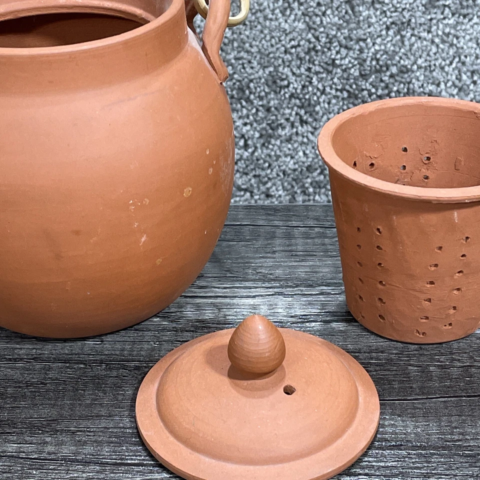 1989 Albert Kessler Red Clay Terracotta Teapot Bamboo Handle w/ Infuser Vintage - Image 4 of 4