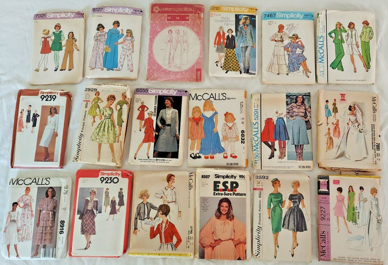 41 Vintage Sewing Patterns, 1960 1970 1980 Wedding McCall's Simplicity Women Men