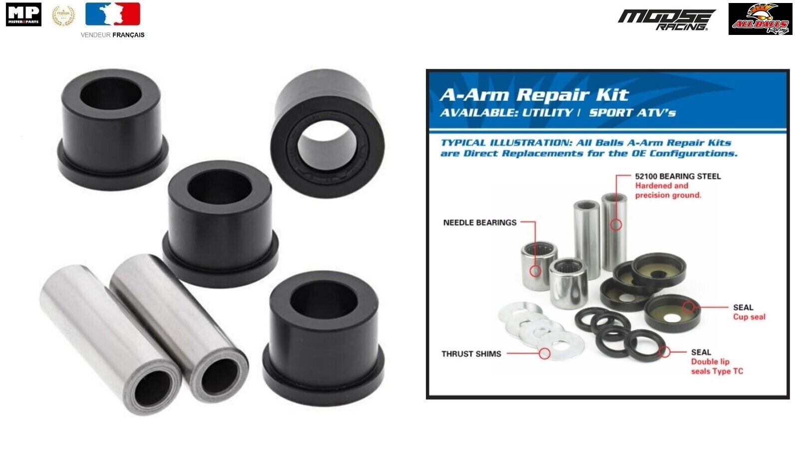Kit triangle Yamaha YFM700 Grizzly anti boue et étanche depuis 2007