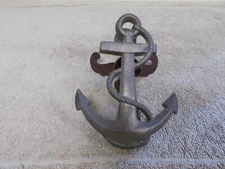 VINTAGE BRASS ANCHOR DOOR KNOCKER PATINA NAUTICAL ROPE MARITINE BEACH LAKE