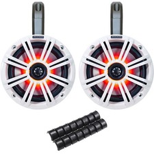 Kicker Black Weatherproof Tower Enclosures 6.5" White Marine LED OEM Speakers