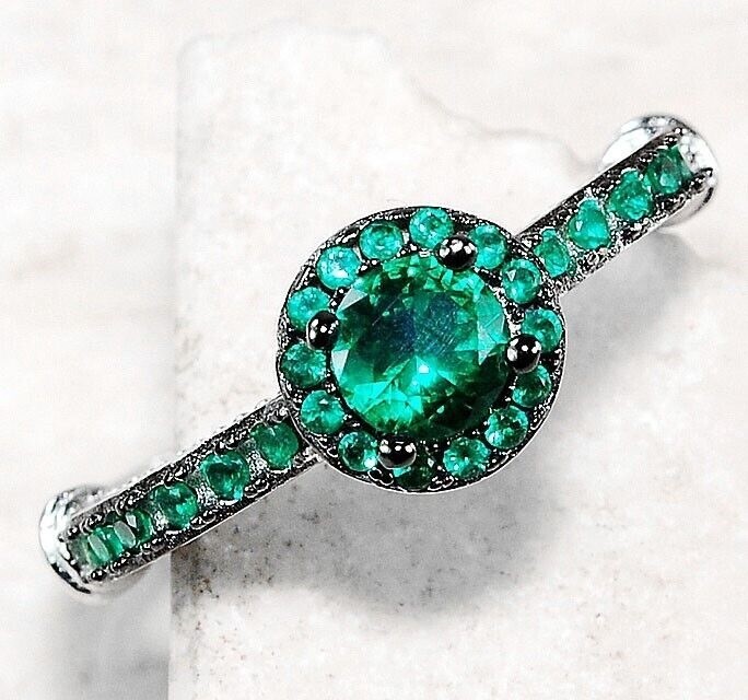 2CT Heat Treated Green Tourmaline 925 Solid Sterling Silver Ring Sz 6 MP2