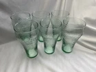 Set of 6 Vintage Coca-Cola Green Pebble Texture Drinking Glasses 16 oz Embossed