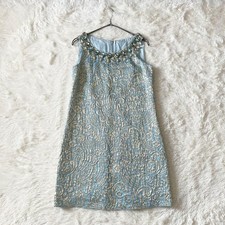Dolce & Gabbana Mini Dress Size 40 100% Jacquard with Beads Mint Gold