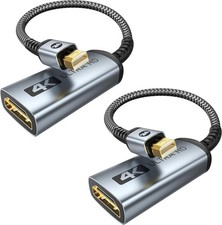4K Mini DisplayPort to HDMI Adapter 2 Pack UHD, Gold-Plated Plugs Aluminium Case