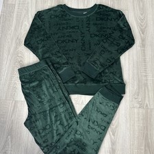 DKNY Women's Stretch Velour 2-Piece Lounge Set Size M , Green, New WithoutTag