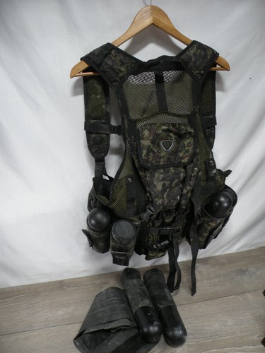 NXe Paintball Vest Digital Camo Harness Pod Pack with 7 Pods - Adjustable Size