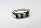 Vintage Mexico Sterling Silver Turquoise & Black Onyx Ring Size 5.5