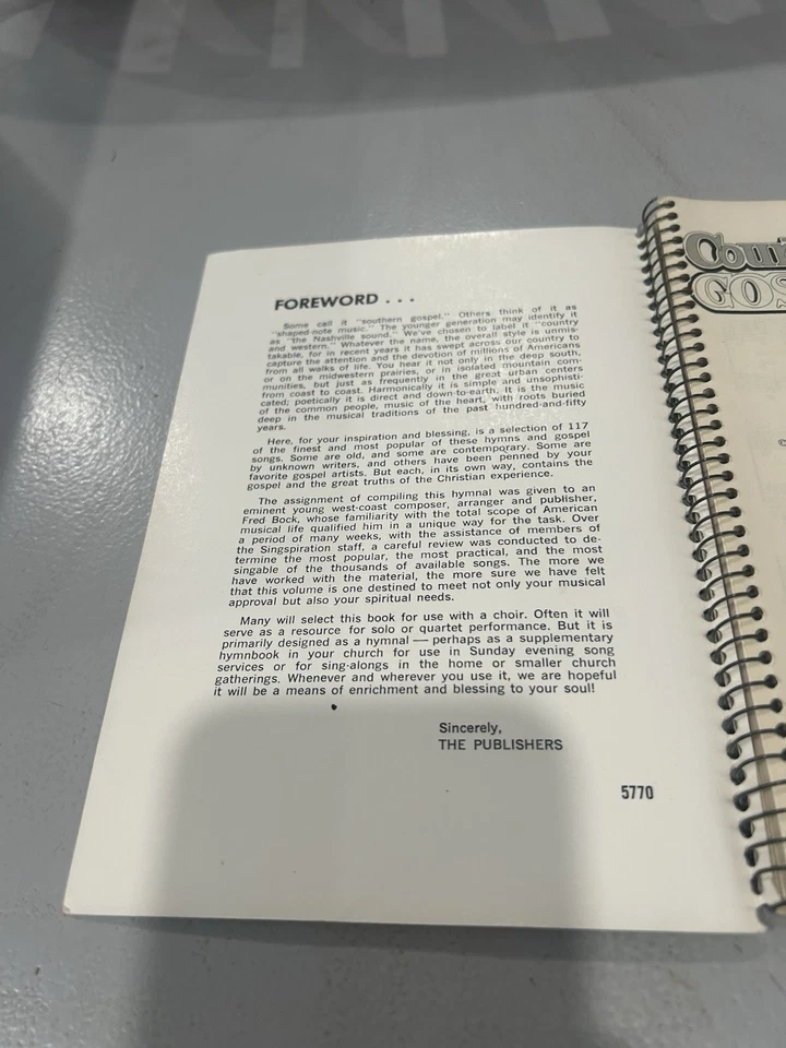 Hinário gospel country e ocidental encadernado em espiral 1972 inspiração - Imagem 2 de 4