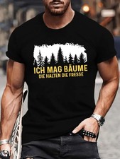 Men'S Casual Summer T-Shirt - Ich Mag Bäume German Quote, Short Sleeve, Round N