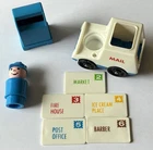 Vintage Fisher Price Little People Mail Truck Box 5 Letters 1986 Conductor Retro