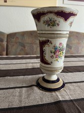 Porzellan Vase Blumendekor mit Goldrand